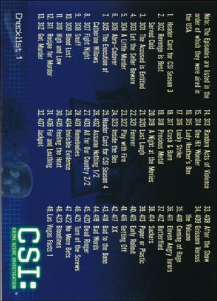 CSI: Crime Scene Investigation - Series Two (Base Set) card 99 Checklist 1