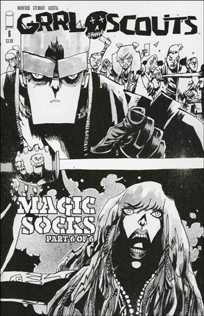 Grrl Scouts: Magic Socks issue 6-C Jim Mahfood Walking Dead Tribute B&W Cover