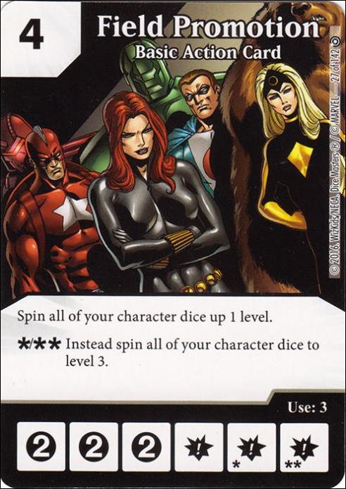 Marvel Dice Masters Civil War card 27 Field Promotion: Basic Action Card