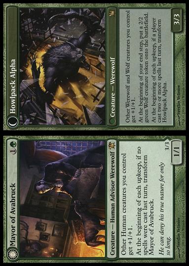 Magic the Gathering: Innistrad (Base Set) card 193 Mayor of Avabruck / Howlpack Alpha