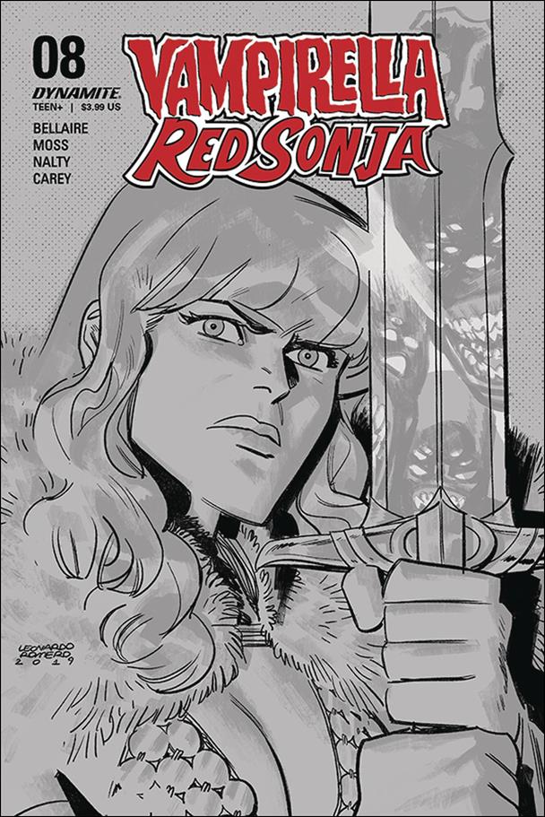 Vampirella / Red Sonja issue 8-K Leonardo Romero 1:40 Black & White Cover