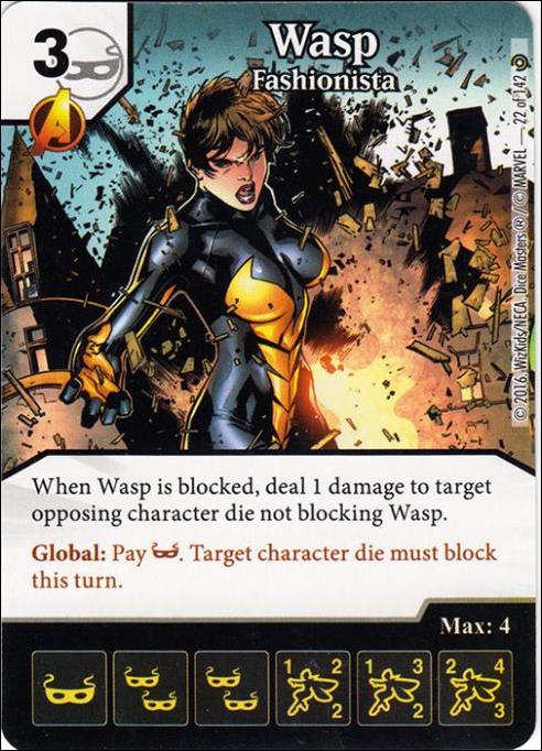 Marvel Dice Masters Civil War card 22 Wasp: Fasionista