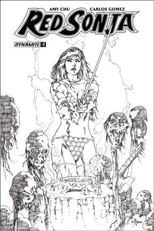 Red Sonja (2017) issue 7-H Mel Rubi 1:30 Black and White Cover