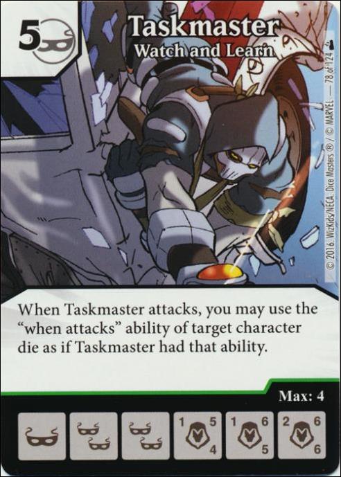Marvel Dice Masters Deadpool card 78 Taskmaster: Watch and Learn
