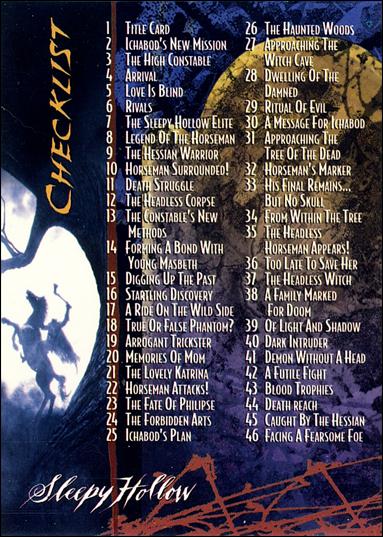 Sleepy Hollow (Movie) (Base Set) card 90 Checklist