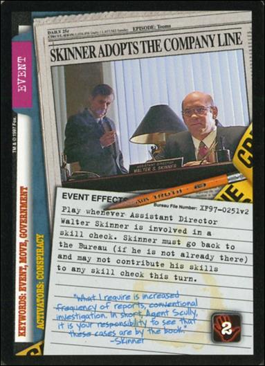X-Files: The Truth Is Out There (Base Set) card XF97-0251v2 Skinner Adopts the Company Line