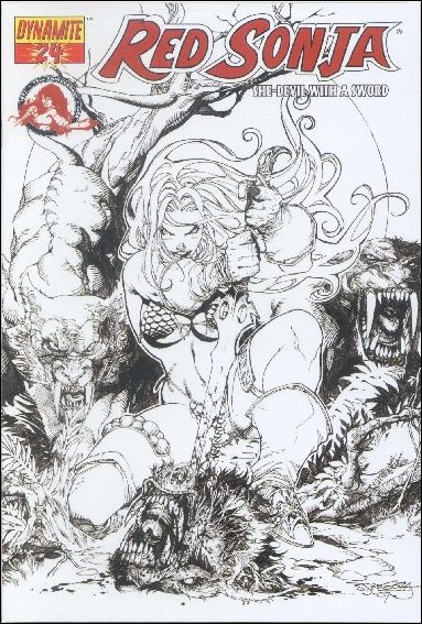Red Sonja (2005) issue 24-F Stephen Segovia Black and White Cover