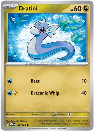Pokemon: Scarlet & Violet - 151 (Base Set) card 147/165-B Dratini (Reverse Holofoil)