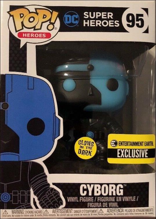POP! Heroes figure 95-B Cyborg (Silhouette) (Glow) Entertainment Earth