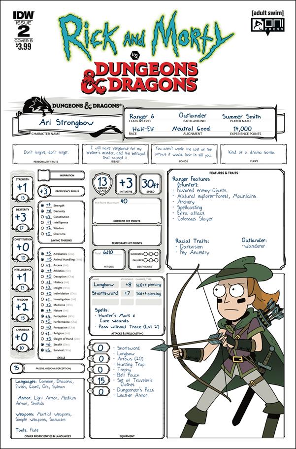 Rick and Morty vs Dungeons & Dragons issue 2-B Troy Little "Character Sheet" Cover
