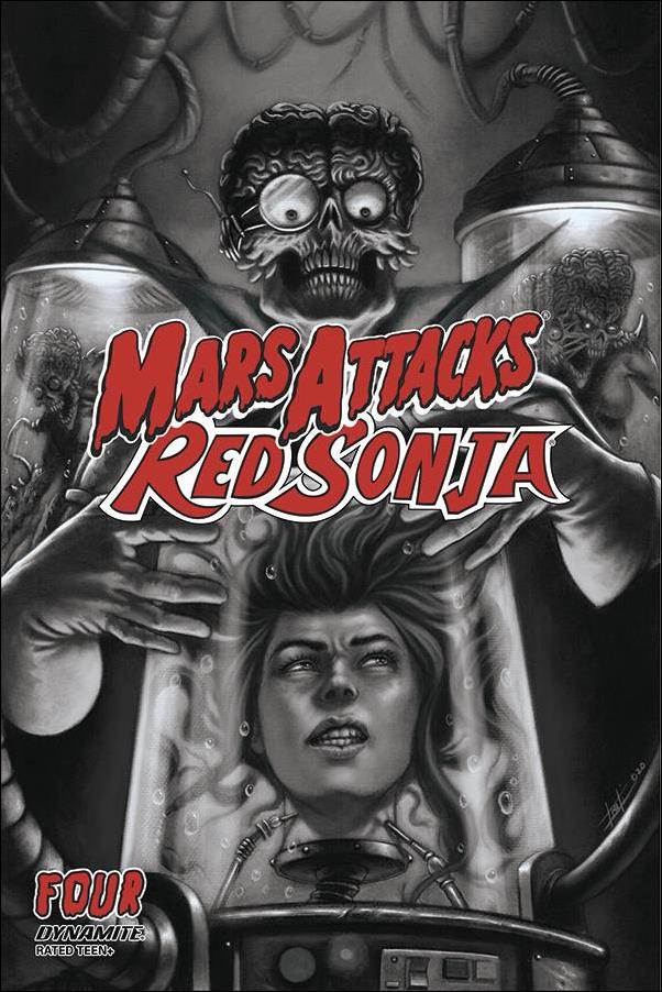 Mars Attacks Red Sonja issue 4-D Luca Strati 1:7 Black & White Cover