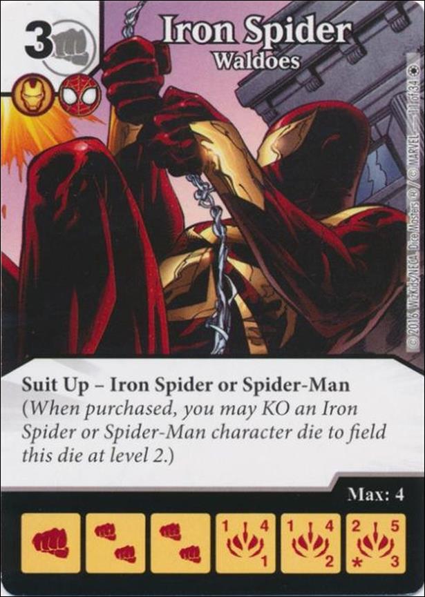Marvel Dice Masters Iron Man and War Machine Starter Set card 11 Iron Spider - Waldoes