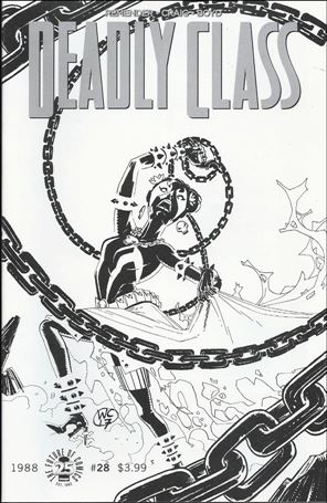 Deadly Class issue 28-D Wes Craig Spawn Month Black and White Cover