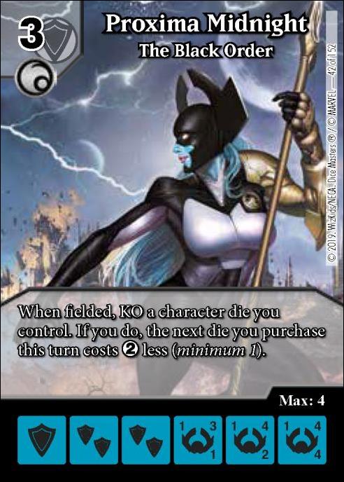 Marvel Dice Masters  Avengers Infinity Gauntlet card 42 Proxima Midnight: The Black Order