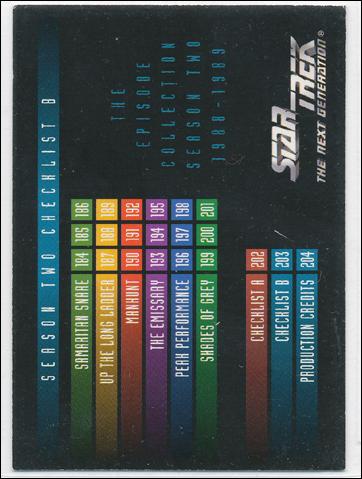 Star Trek: The Next Generation - The Episode Collection Season Two (Base Set) card 203 Season Two Checklist B