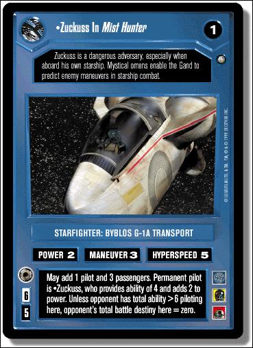 Star Wars: Enhanced Jabba's Palace (Base Set) card 7 Zuckuss In Mist Hunter