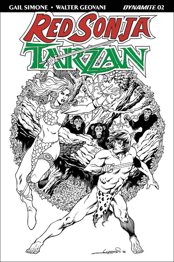 Red Sonja / Tarzan issue 2-G Aaron Lopresti 1:30 Black & White Cover