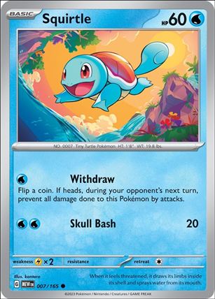 Pokemon: Scarlet & Violet - 151 (Base Set) card 007/165-B Squirtle (Reverse Holofoil)