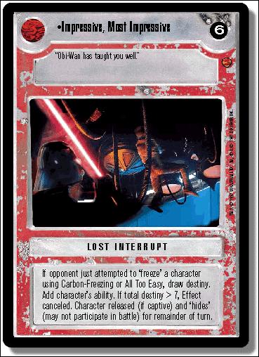 Star Wars: Cloud City Limited (Base Set) card 131 Impressive, Most Impressive