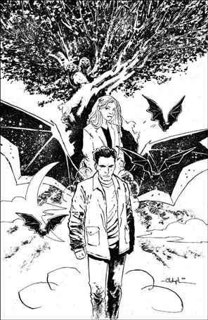 Angel + Spike issue 14-D Christopher Mitten 1:20 Black & White Virgin Cover