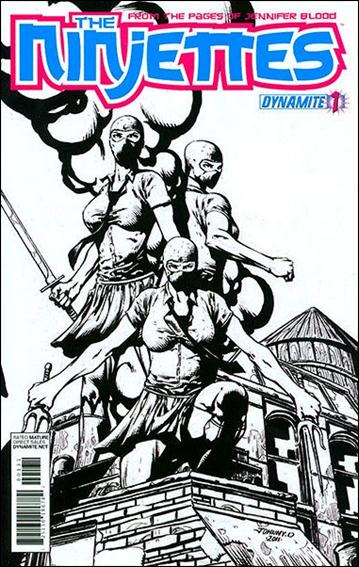 Ninjettes issue 1-D Johnny Desjardins 1:15 Black and White Cover