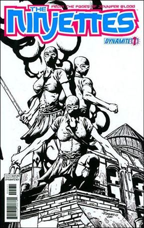Ninjettes issue 1-D Johnny Desjardins 1:15 Black and White Cover