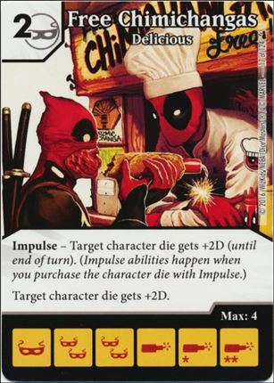 Marvel Dice Masters Deadpool card 17 Free Chimichangas: Delicious 