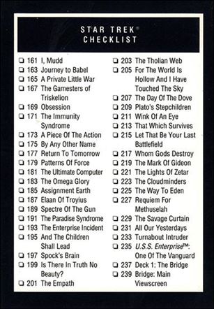 Star Trek 25th Anniversary: Series 2 (Base Set) card 309 Star Trek Checklist