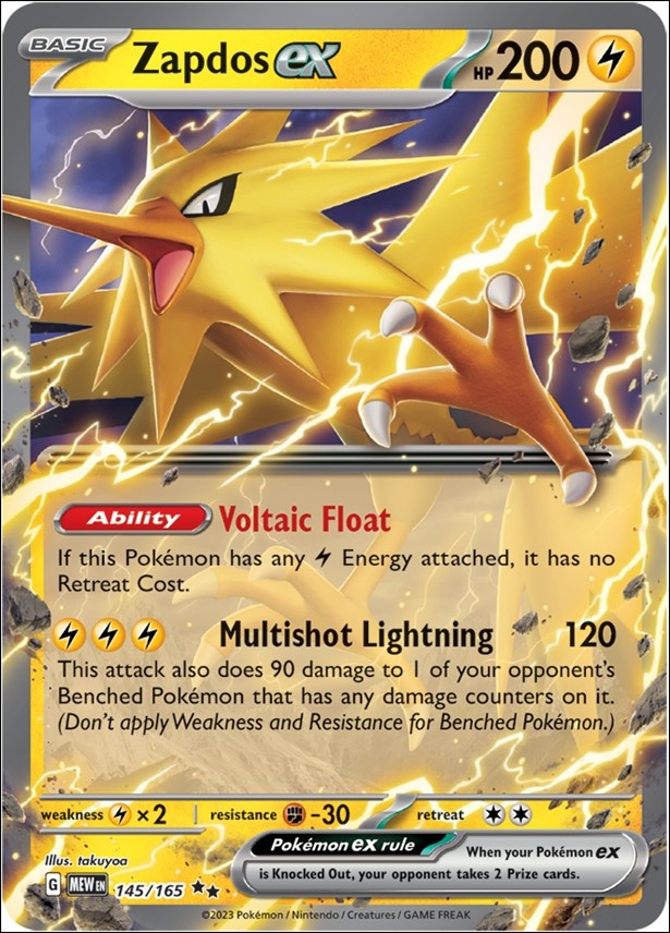 Pokemon: Scarlet & Violet - 151 (Base Set) card 145/165 Zapdos EX (Holofoil)