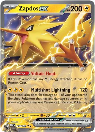 Pokemon: Scarlet & Violet - 151 (Base Set) card 145/165 Zapdos EX (Holofoil)