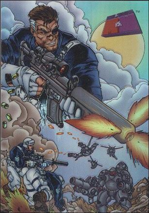 Marvel vs WildStorm (Chromium Refractor Parallel Base Set) card 75 Nick Fury vs Black Razors