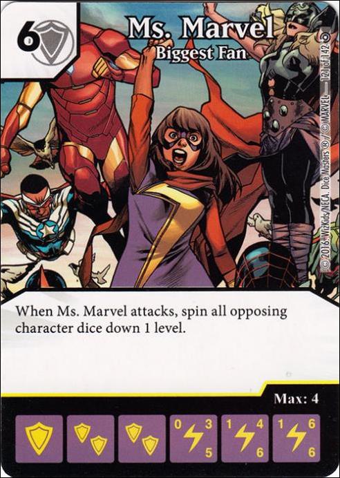 Marvel Dice Masters Civil War card 121 Ms. Marvel: Biggest Fan