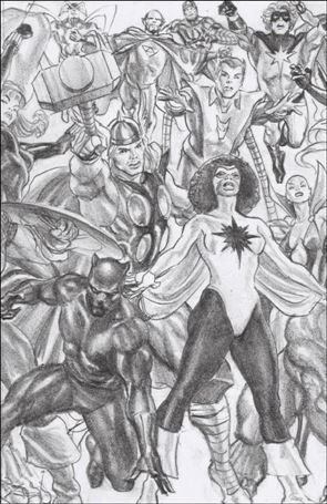 Avengers Inc. issue 1-H Alex Ross 1:100 Connecting Sketch Cover