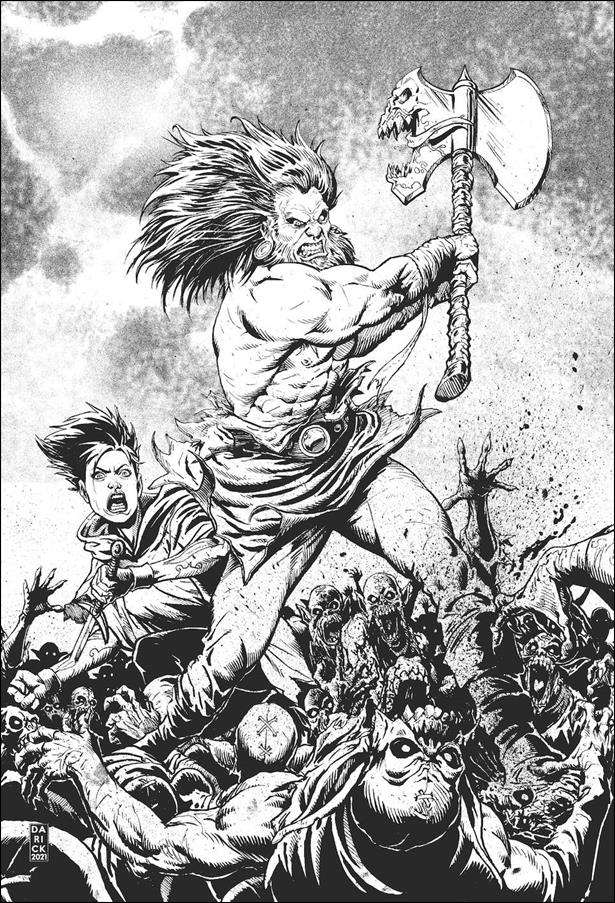 Barbaric issue 1-H Darick Robertson 1:75 Black & White Virgin Cover