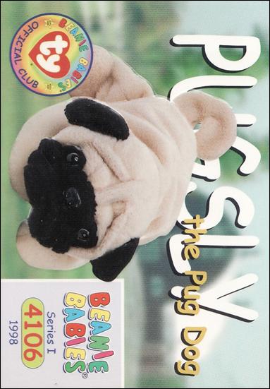 Beanie Babies Series 1 (Base Set) card 106 Pugsly the Pug Dog