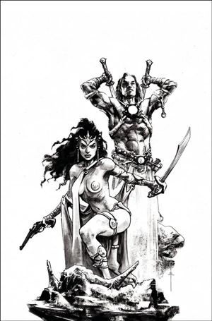Dejah Thoris Versus John Carter issue 4-F Sebastian Fiumara 1:7 Black & White Virgin Cover