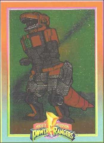 Mighty Morphin Power Rangers: Series 1  (Foil Bordered Set) card 8 Tyranosauraus Dinozord