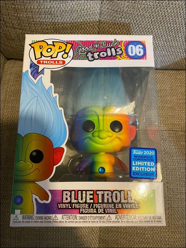 Pop! Trolls figure 6-C Blue Troll  (Rainbow 2020 Wondercon Exclusive)