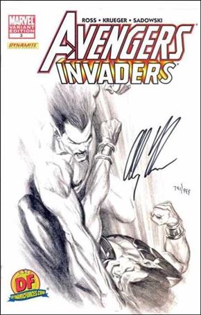 Avengers/Invaders issue 3-D Dynamic Forces Sketch Cover (Signed by Ross) 1/999