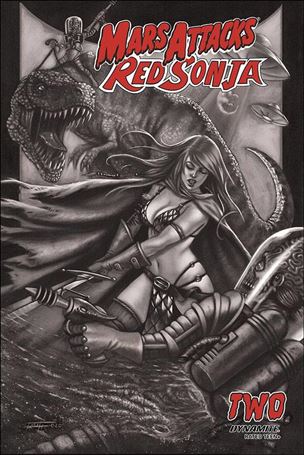 Mars Attacks Red Sonja issue 2-D Luca Strati 1:7 Black & White Cover