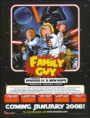 Family Guy Presents Episode IV A New Hope card 7 Dealer Sell Sheet