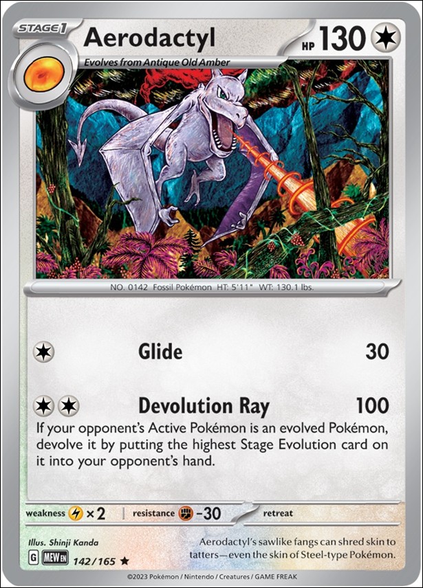 Pokemon: Scarlet & Violet - 151 (Base Set) card 142/165 Aerodactyl (Holofoil)