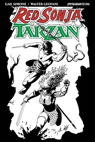 Red Sonja / Tarzan issue 6-E Walter Geovani 1:10 Black & White Cover