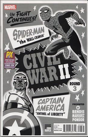 Civil War II issue 3-G M. Cho SDCC/Previews Fight Poster B&W Cover 1/7500