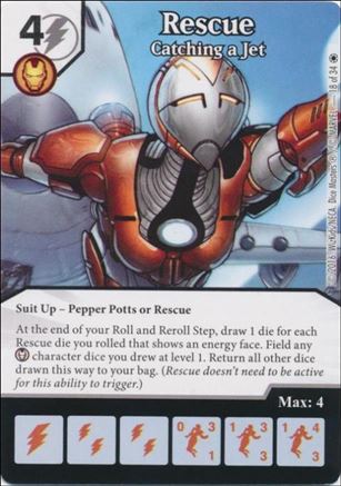 Marvel Dice Masters Iron Man and War Machine Starter Set card 18 Rescue - Catching a Jet