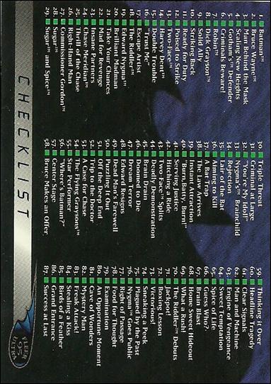 Batman Forever Fleer Ultra (Base Set) card 120 Checklist