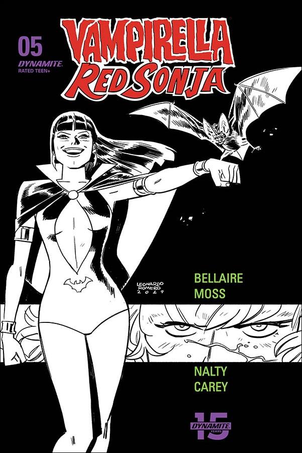 Vampirella / Red Sonja issue 5-I Leonardo Romero / Jordie Bellaire B&W Cover