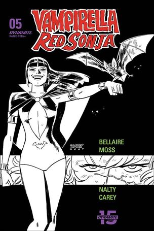 Vampirella / Red Sonja issue 5-I Leonardo Romero / Jordie Bellaire B&W Cover