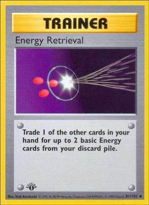 Pokemon (Base Set) card 81/102 Energy Retrieval (1st Edition) - Shadowless