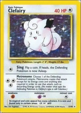 Pokemon (Base Set) card 5/102-C Clefairy (Holo) Unlimited